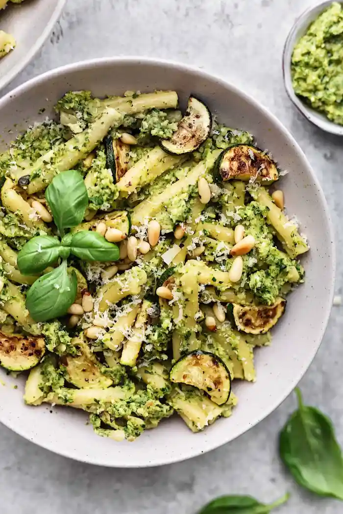 Vegan Roasted Courgette Pesto Pasta