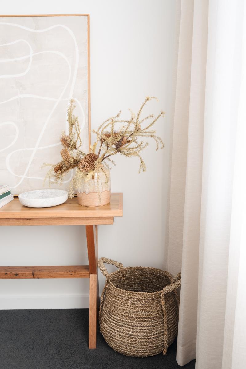 A basket can enhance the look while adding storage
