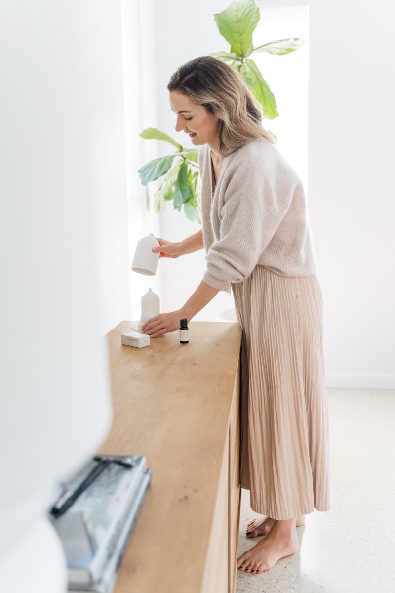 woman tidying